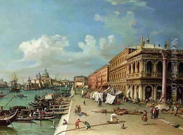 View of the Molo looking towards the entrance of the Grand Canal Oil Painting - William James