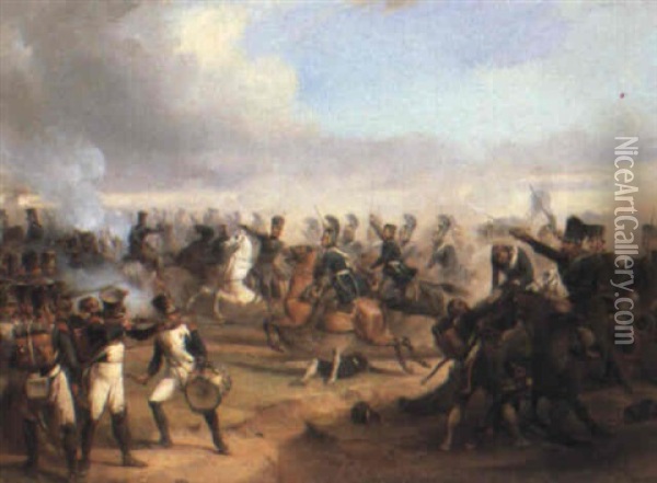 Battle Scene Oil Painting - Edmund Friedrich Rabe
