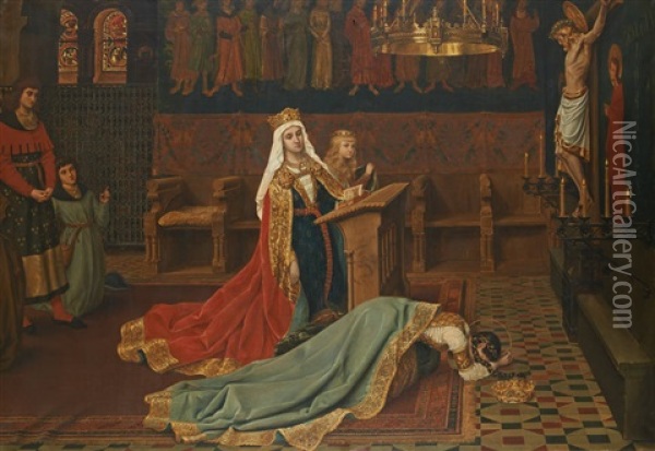 Sainte Elisabeth De Hongrie Oil Painting - Jean-Baptiste Anthony