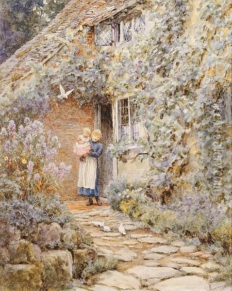 Vine Cottage Oil Painting - Helen Mary Elizabeth Allingham
