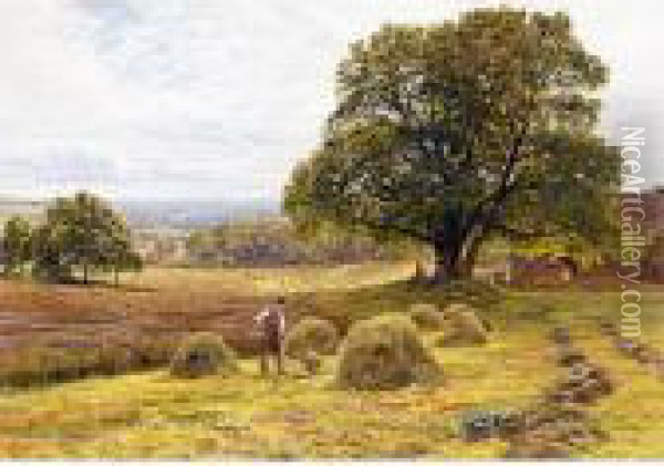 Figures Haymaking Oil Painting - George Vicat Cole