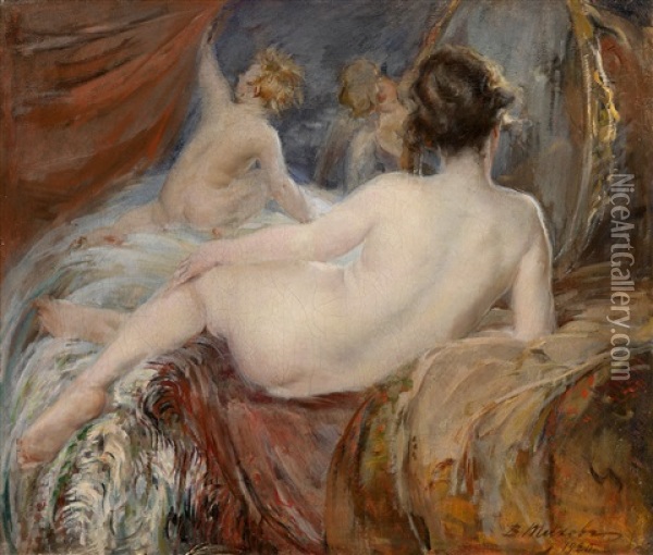 Venus Before The Mirror Oil Painting - Vitaly Gavrilovich Tikhov