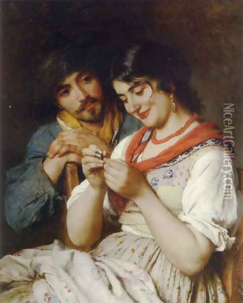 The Seamstress Oil Painting - Eugene de Blaas