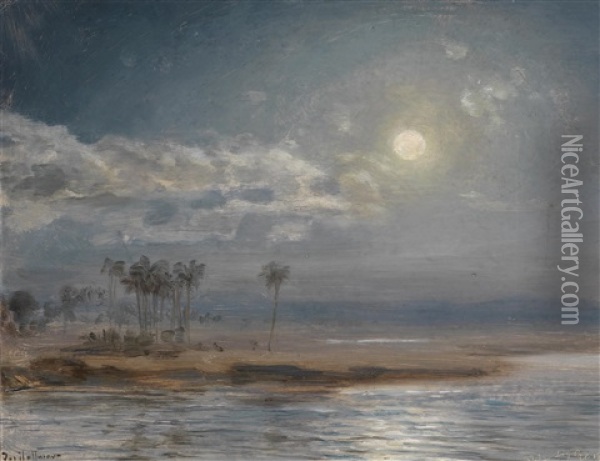 Mondnacht Am Nil Oil Painting - Josef Hoffmann