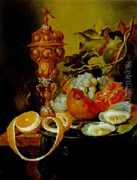 Fruhstucksstilleben Mit Fruchten Und Austern Und Einem Akeleipokal Oil Painting - Cornelis Mahu