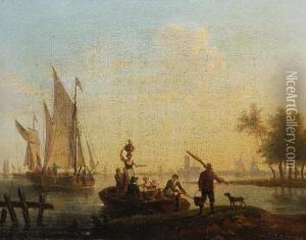Estuary Scene Oil Painting - Frans Swagers