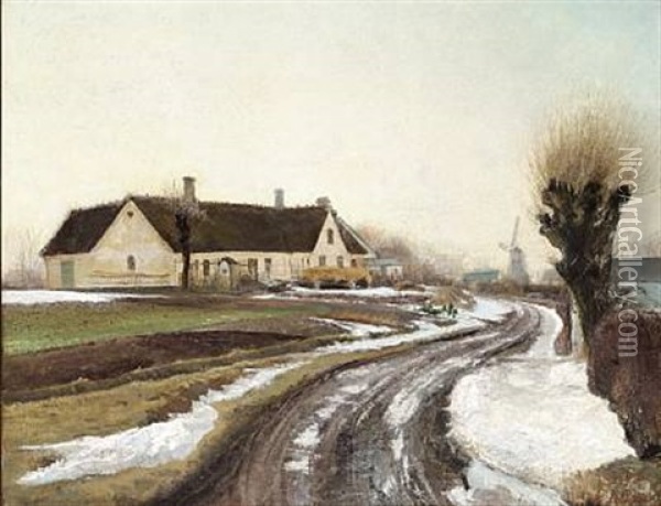 Vinter. Solskin Oil Painting - Laurits Andersen Ring