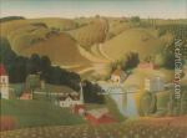 Stone City Oil Painting - Grant Wood