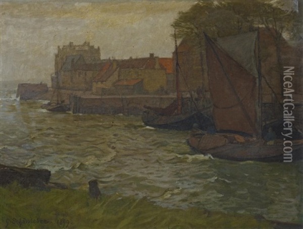 Im Hafen Von Veere Oil Painting - Gustav Schoenleber