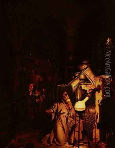 The Alchemist in Search of the Philosopher's Stone Oil Painting - Joseph Wright