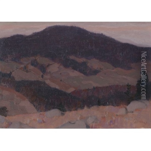 Autumn In The Laurentians (baie St. Paul)(sketch) Oil Painting - Clarence Alphonse Gagnon