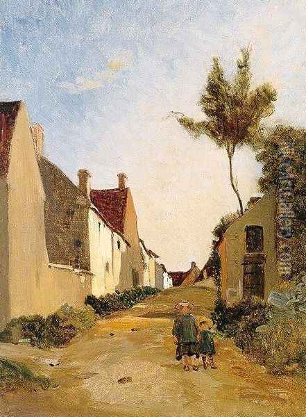 Village Street (aka Chailly) 1865 Oil Painting - Frederic Bazille