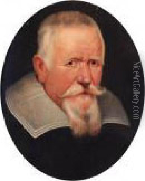 Portrait Of An Elderly Gentleman, Bust-length, In A Black Coat Anda Lawn Collar Oil Painting - Peter Paul Rubens