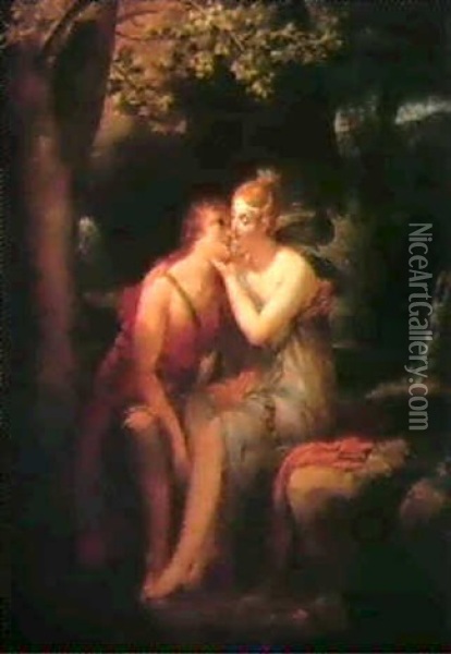 Angelique Et Medor Oil Painting - Antoine Jean Joseph Ansiaux