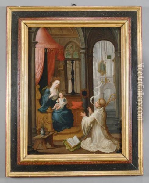 L'apparizione Della Vergine A San Bernardo Oil Painting - Barend Van Orley