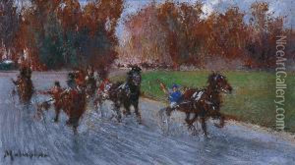 La Course De Trot Attele Oil Painting - Louis-Ferdinand Malespina
