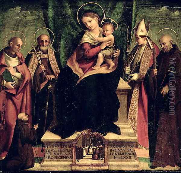 The Virgin and Child enthroned with Saints Oil Painting - Andrea Sabatini