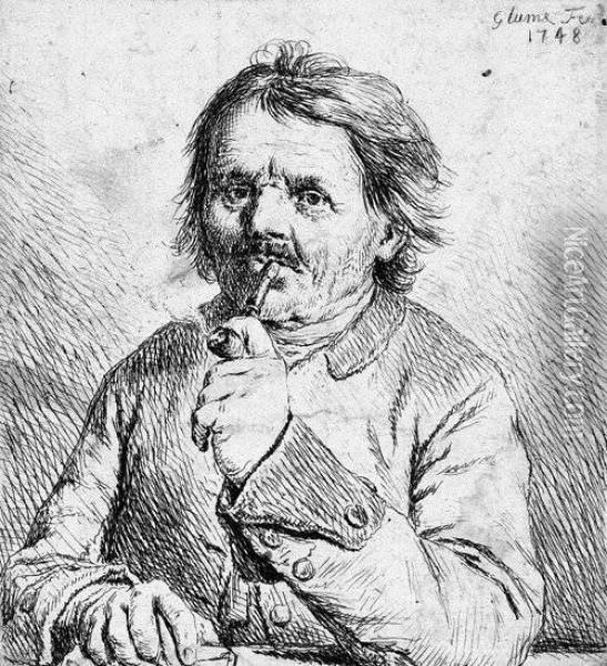 Brustbild Eines Rauchenden Mannes Oil Painting - Johann Gottlieb Glume