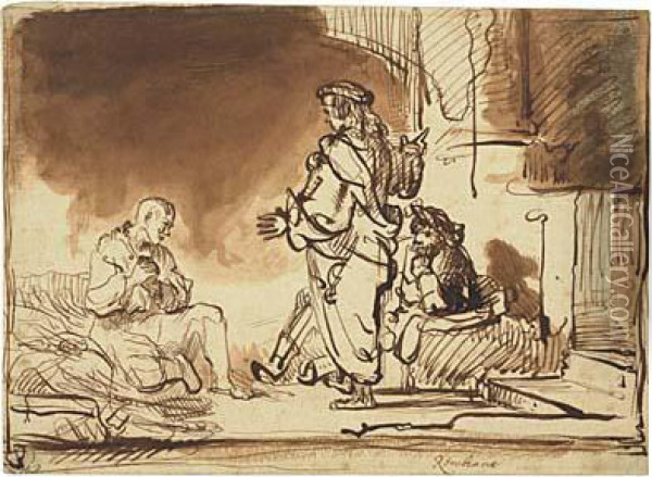 Joseph Interpreting The Dreams Of His Fellowprisoners Oil Painting - Rembrandt Van Rijn