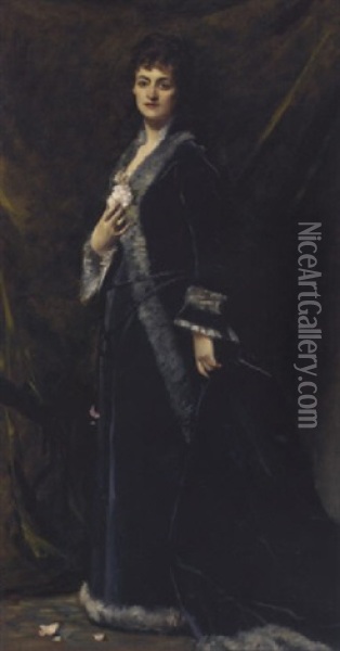 A Portrait Of Helena Modjeska Chiapowski Oil Painting -  Carolus-Duran