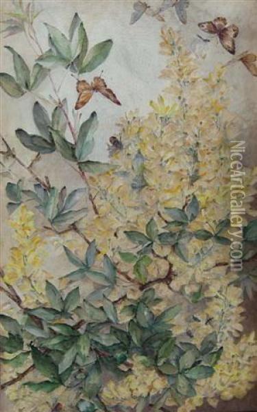 Yellow Laburnum Oil Painting - Marie Hensley