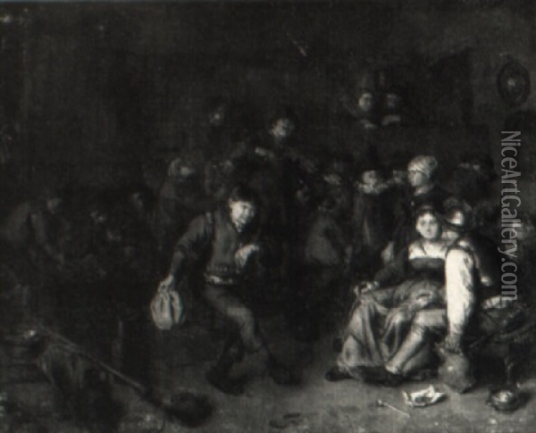 Peasants Carousing In A Tavern Oil Painting - Egbert van Heemskerck the Younger