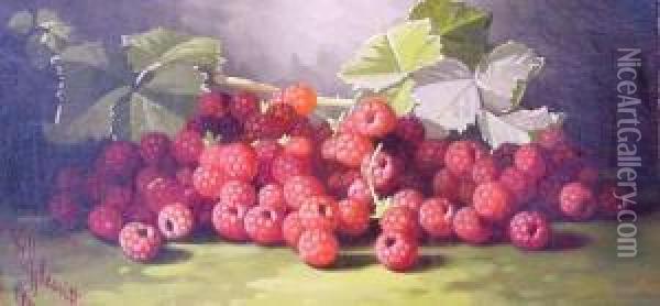 Still Life With Raspberries Oil Painting - Edward Chalmers Leavitt