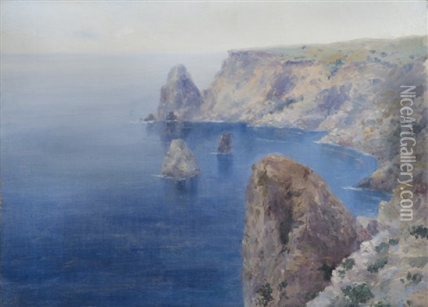 View Of Cape Fiolent, Crimea Oil Painting - Vladimir Baltz
