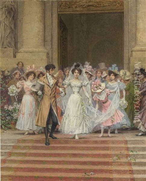 The Wedding, Church Of St. Roch, Paris Oil Painting - Frederik Hendrik Kaemmerer