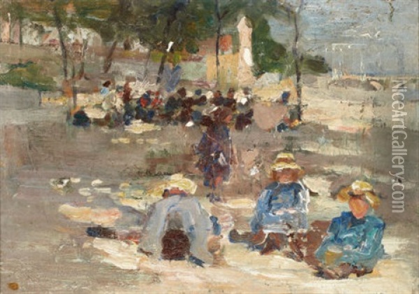 Picnic In The Park Oil Painting - Max Liebermann