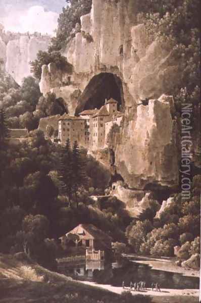 Chateau of Luegg or Predjama, near Trieste Oil Painting - Louis Francois Cassas