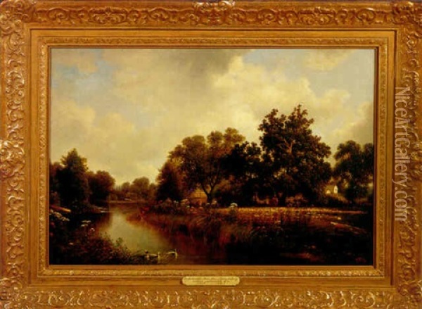 On The Weincockie River, Passaic County, New Jersey Oil Painting - David Johnson