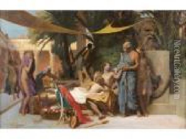 Socrate Venant Chercheralcibiade Dans La Maison De Aspasie Oil Painting - Jean-Leon Gerome