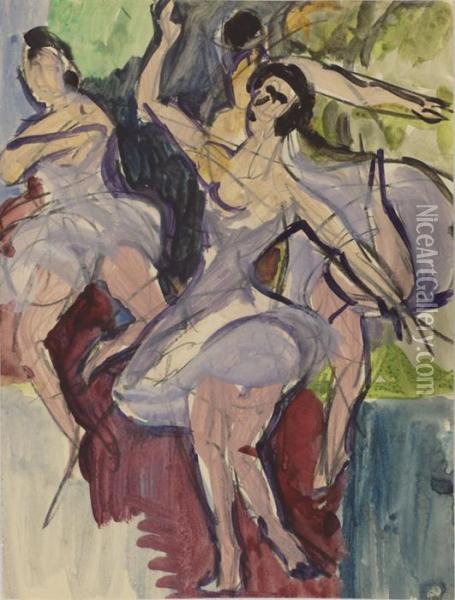 Tanzszene Oil Painting - Ernst Ludwig Kirchner