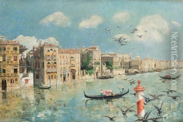 Vista Del Gran Canal De Venecia Oil Painting - Eugenio Oliva Rodrigo