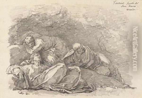 Trois Apotres Endormis, D'apres Tintoretto Oil Painting - Jean-Honore Fragonard