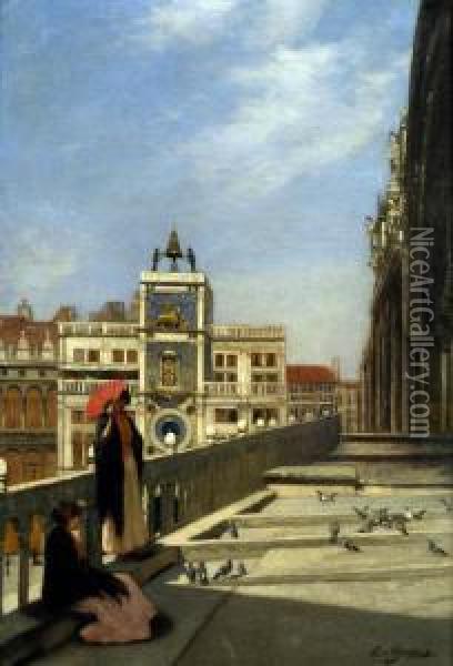 St Marks Square Venice Oil Painting - John Edward Jones