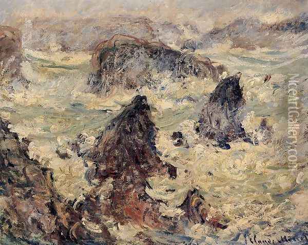 Storm On The Cote De Belle Ile Oil Painting - Claude Oscar Monet