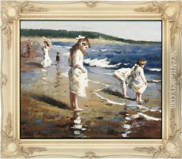 A Summer's Day On The Beach Oil Painting - Joaquin Sorolla Y Bastida