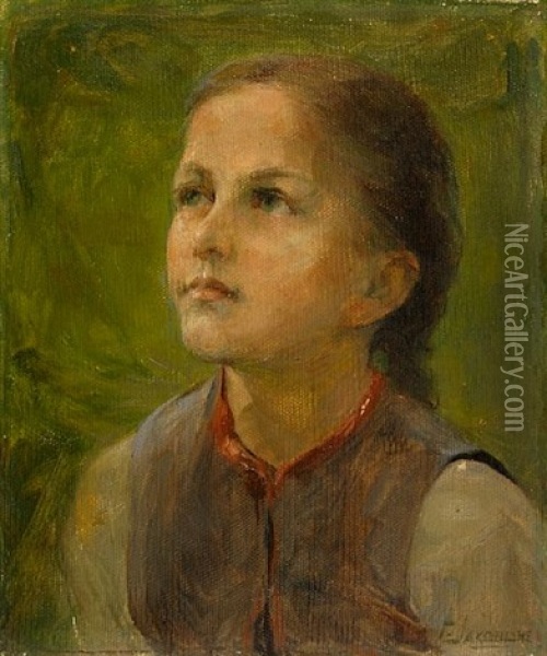 Little Girl In The Fields Oil Painting - Georgios Jakobides