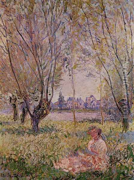 Woman Sitting Under The Willows Oil Painting - Claude Oscar Monet