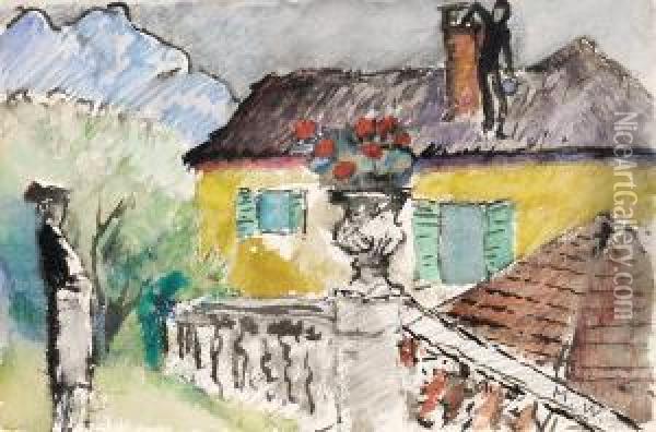 Kaminfeger Auf Haus In Ascona Oil Painting - Marianne von Werefkin