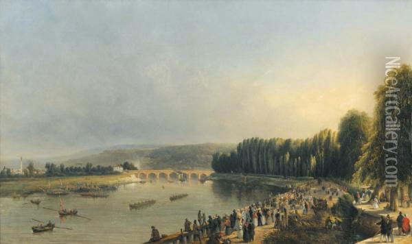 Course D'avirons Sur La Seine Pres De Saint-cloud Oil Painting - Jean Louis Petit