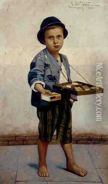 The Little Match Seller Oil Painting - Giulio Del Torre