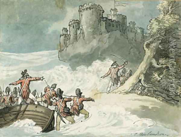 Soldiers storming a castle Oil Painting - Thomas Rowlandson