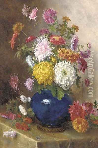 Un bouquet de dahlia Oil Painting - Theodore Gerard