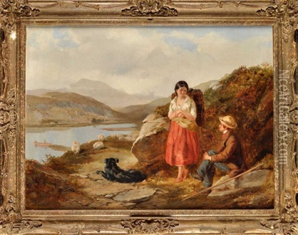 Friendly Gossip, North Wales Oil Painting - John Surtees
