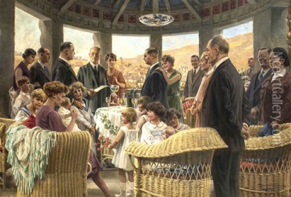 Das Familienfest Oil Painting - Hans W. Schmidt
