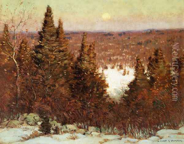 December Moonrise Oil Painting - Clark Greenwood Voorhees