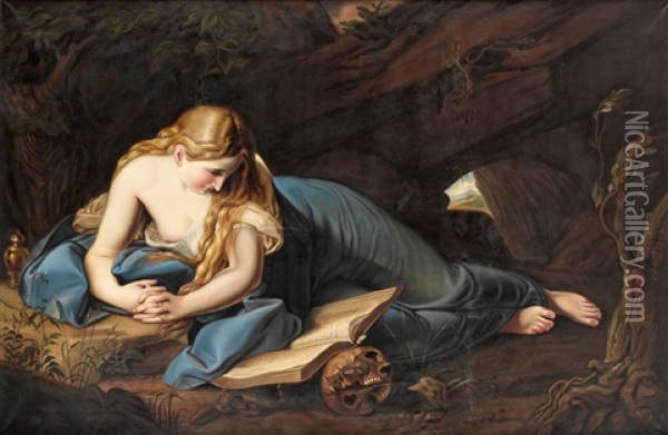 Den Botfardiga Magdalen Oil Painting - Pompeo Girolamo Batoni